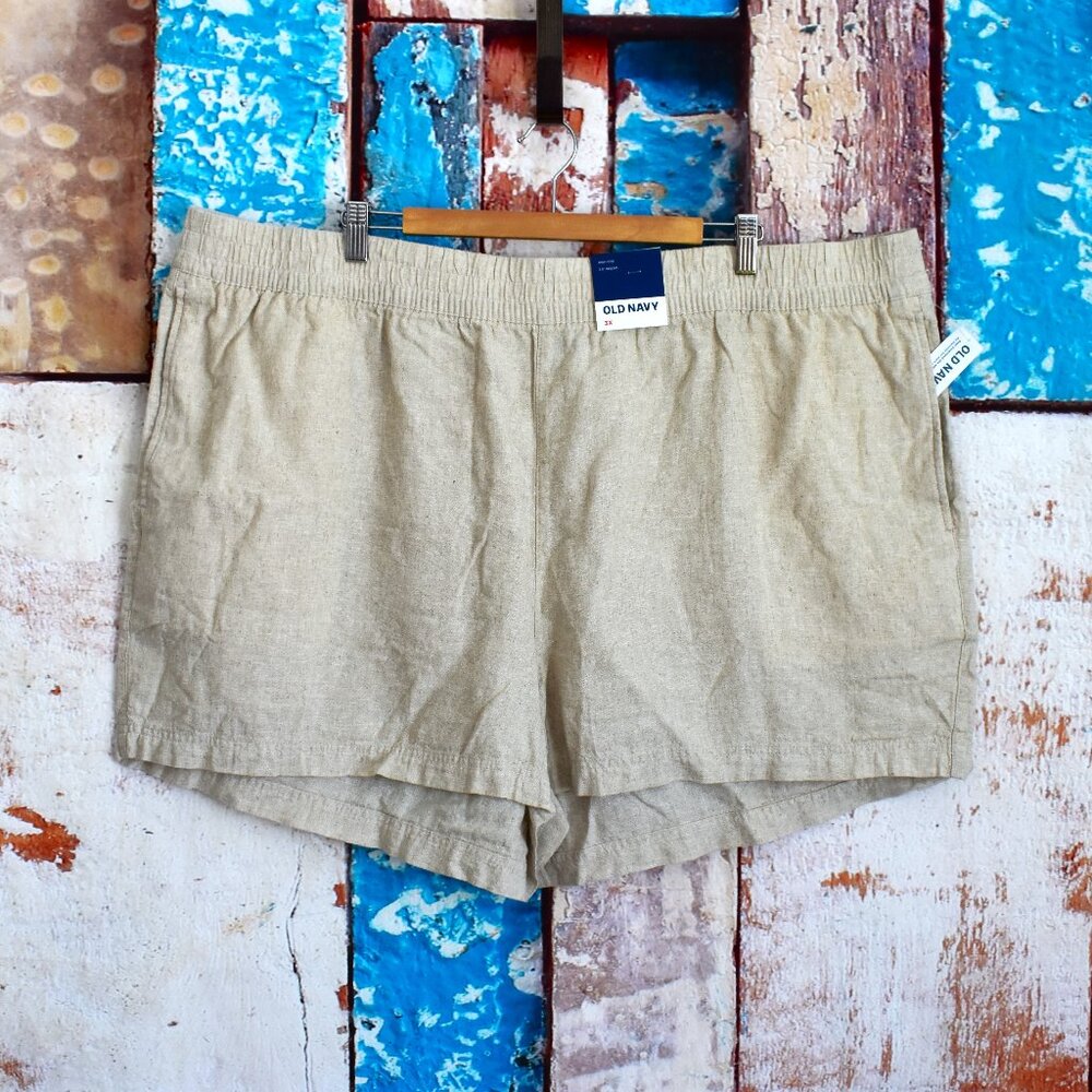 Women's Old Navy High-Waisted Linen-Blend Shorts SIZE 3X Natural Linen NEW